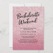 Roze Glitter Bachelorette Weekend Uitnodiging (Voorkant)