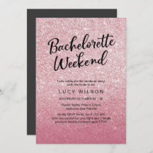 Roze Glitter Bachelorette Weekend Uitnodiging