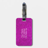 Roze glitter bagagelabel met faux glimmende glimpj (Achterkant verticaal)