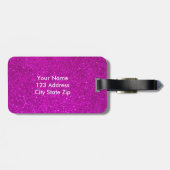 Roze glitter bagagelabel met faux glimmende glimpj (Achterkant horizontaal)