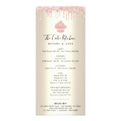 Roze glitter Bakery Cupcake Gold Pastry Chef Menu (Voorkant)