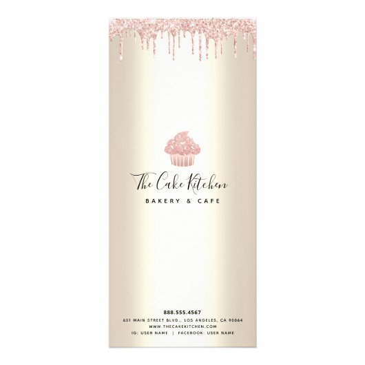 Roze glitter Bakery Cupcake Gold Pastry Chef Menu (Achterkant)