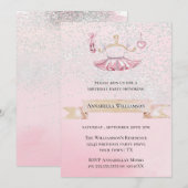 Roze Glitter Ballerina'schoenen & Tutu Verjaardags Kaart (Voorkant / Achterkant)