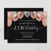 Roze Glitter-ballonnen 100e verjaardag (Voorkant / Achterkant)