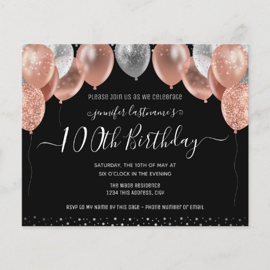 Roze Glitter-ballonnen 100e verjaardag (Voorkant)