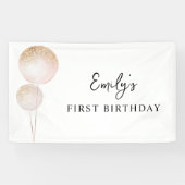 Roze Glitter Ballonnen 1e Verjaardag Party Decor Spandoek (Horizontaal)