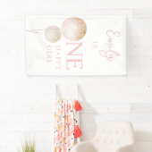 Roze Glitter Ballonnen 1e Verjaardag Party Decor Spandoek (Insitu)