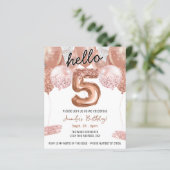 Roze Glitter Ballonnen 5e Verjaardagsfeest (Staand voorkant)