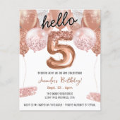 Roze Glitter Ballonnen 5e Verjaardagsfeest (Voorkant)