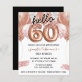 Roze Glitter-ballonnen 60th Birthday Party (Voorkant / Achterkant)