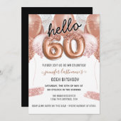 Roze Glitter-ballonnen 60th Birthday Party Kaart (Voorkant / Achterkant)