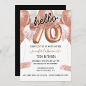 Roze Glitter-ballonnen 70e verjaardag Kaart (Voorkant / Achterkant)