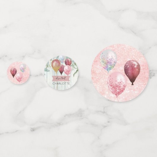 Roze Glitter Ballonnen Eucalyptus Baby Meisje Douc Confetti (Achterkanten)