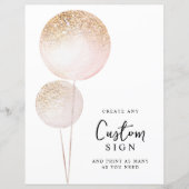 Roze Glitter Ballonnen Meisje 1e Verjaardag Custom (Voorkant)