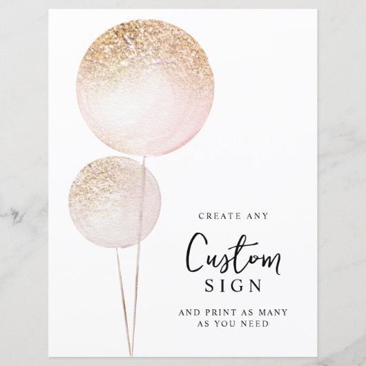 Roze Glitter Ballonnen Meisje 1e Verjaardag Custom (Voorkant)