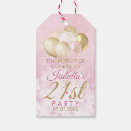 Roze Glitter Balloons 21st Birthday Gift Labels Cadeaulabel