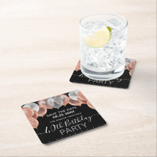 Roze Glitter Balloons 40e verjaardag sparen de Dat Kartonnen Onderzetters