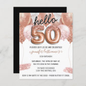 Roze Glitter Balloons 50th Birthday Party (Voorkant / Achterkant)