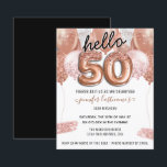 Roze Glitter Balloons 50th Birthday Party<br><div class="desc">Elegant faux zilver en roze glitterballonnen op de bovenste rand. Alle tekst kan worden aangepast en kan eenvoudig worden gewijzigd voor uw eigen wensen. Grote elegant bespaart het ontwerp van de sjabloon van de verjaardagsfeestdag. Elk jaar kan de leeftijd worden gewijzigd</div>