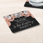 Roze Glitter Balloons 50th Birthday Save the Date Kartonnen Onderzetters (Schuin)