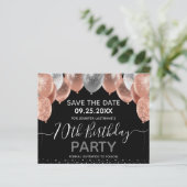 Roze Glitter Balloons 70th Birthday Save the Date (Staand voorkant)