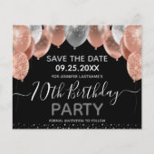 Roze Glitter Balloons 70th Birthday Save the Date (Voorkant)