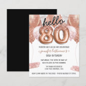 Roze Glitter Balloons 80th Birthday Party (Voorkant / Achterkant)