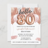 Roze Glitter Balloons 80th Birthday Party (Voorkant)
