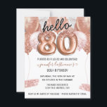 Roze Glitter Balloons 80th Birthday Party<br><div class="desc">Elegant faux zilver en roze glitterballonnen op de bovenste rand. Alle tekst kan worden aangepast en kan eenvoudig worden gewijzigd voor uw eigen wensen. Ontwerp van de sjabloon van een feestdag.</div>