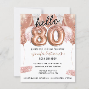 Roze Glitter Balloons 80th Birthday Party