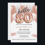 Roze Glitter Balloons 80th Birthday Party Kaart<br><div class="desc">Elegant faux zilver en roze glitterballonnen op de bovenste rand. Alle tekst kan worden aangepast en kan eenvoudig worden gewijzigd voor uw eigen wensen. Ontwerp van de sjabloon van een feestdag.</div>