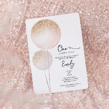 Roze Glitter Balloons Meisje Eerste Verjaardag Par