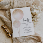 Roze Glitter Balloons Meisje Eerste Verjaardag Par Kaart