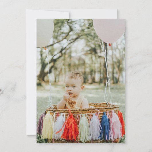 Roze Glitter Balloons Meisje Eerste Verjaardag Par Kaart (Achterkant)