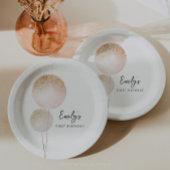 Roze Glitter Balloons Meisje Eerste Verjaardag Par Papieren Bordje