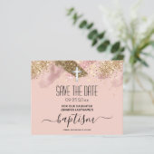 Roze glitter-baptisme sparen de Date Budget (Staand voorkant)