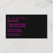 Roze glitter barman drink visitekaartje (Achterkant)