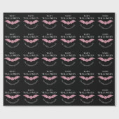 Roze Glitter Bat Happy Halloween Cadeaupapier (Vlak)