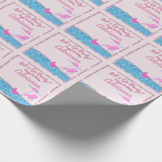 Roze Glitter Beach Party Cadeaupapier (Hoek)