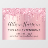 Roze Glitter Beauty Business Raamsticker (Vel)