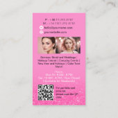 Roze glitter Beauty Make-up Artiest Foto's QR Code Visitekaartje (Achterkant)