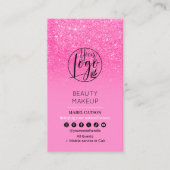 Roze glitter Beauty Make-up Artiest Foto's QR Code Visitekaartje (Voorkant)