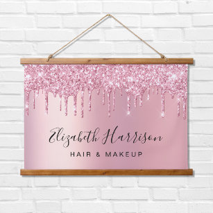 Roze Glitter Beauty Salon Hangend Wandkleed