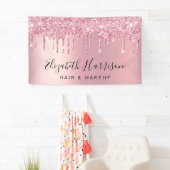 Roze Glitter Beauty Salon Spandoek (Insitu)