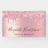 Roze Glitter Beauty Salon Spandoek (Horizontaal)