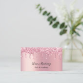 Roze Glitter Beauty Visitekaartje (Staand voorkant)