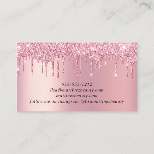 Roze Glitter Beauty Visitekaartje (Achterkant)