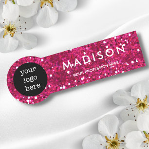 Roze Glitter bedrijfs Werknemer Naam Logo Badge