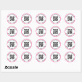 Roze glitter bekijk grens QR code en tekst Ronde Sticker (Vel)
