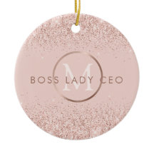 Roze Glitter Bestuursdame CEO Monogram